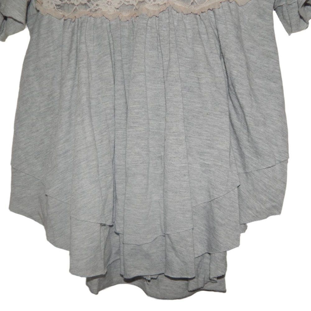 FREE PEOPLE women's x-small XS grey cream cottagecore lace back blouse shirt top - Picture 12 of 13